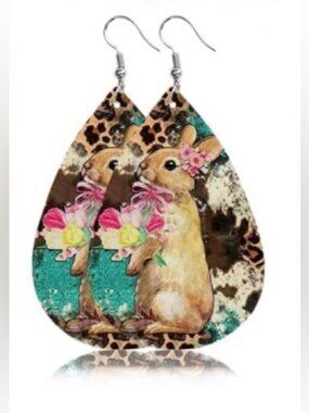 Easter Bunny Faux Leather Earrings